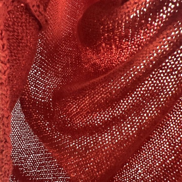 Chicos Tunic Sweater Size Large Solid Rust 3/4 Sleeves Knit Pullover Semi Sheer - Picture 5 of 8